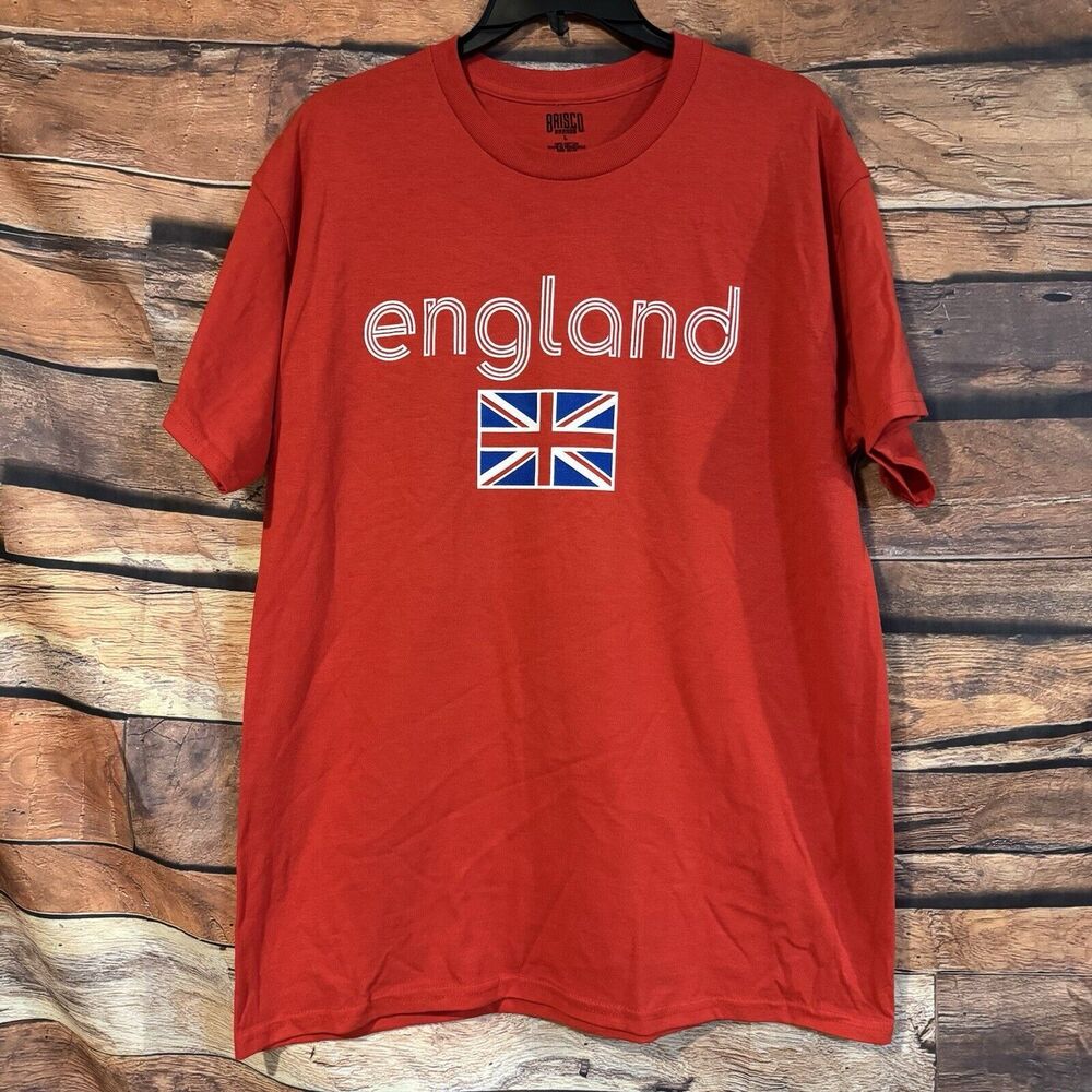 Brisco Brands England Union Jack T-Shirt Men's Red UK Great Britain Flag Soccer